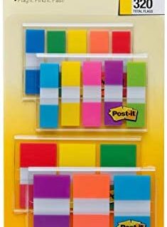 Post-it Flags Combo Pack, 4 On-The-Go Dispensers/Pack, 120 .94 in Wide and 200 .47 in Wide Flags, Assorted Colors (683-XL1)