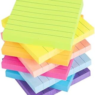 (8 Pack) Lined Sticky Notes 3x3 in Bright Ruled Post Stickies Colorful Super Sticking Power Memo Pads Strong Adhesive, 82 Sheets/pad