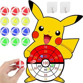 32\" Large Cartoon Dart Board for Kids with 12 Sticky Balls, Indoor Outdoor Multi-Player Sport Party Game, Anime Dart Board Toy Gift for 3 4 5 6 7 8 9 10 11 12 Years Boys Girls