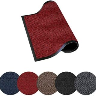 Trendsco - Dirt Trapper Door Mat Indoor & Outdoor - Non Slip Rubber Backing Carpet and Floor Mat for Home, Kitchen & Office - Super Absorbent Washable Rug Mat for Front & Back Door (Red || 40 x 60)