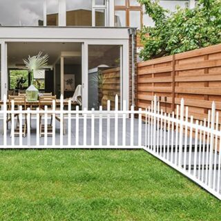 PexFix 30\" x 60\" Outdoor Fence Garden Fence No Dig Madison Vinyl Picket Fence, White, Fencing for Backyard Patio (1 Panel）